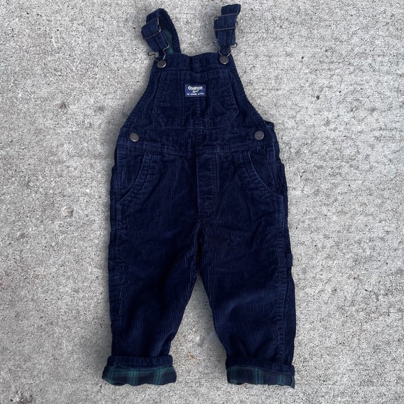 OshKosh B’gosh Other - Oshkosh flannel lined corduroy overalls size 2T navy blue